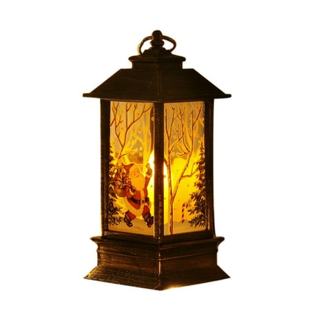 

Christmas Vintage Castle Light Christmas Tree Window Wall Lantern Lamp Holiday Decor Ornament Brushed Golden Old Man