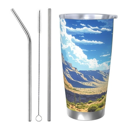 

Tideii Western Desert Cactus for 20OZ Car Cup Stainless Steel Cold and Hot Cup with Lid Suitable for Outdoor and Home Unisex-Straw Three-piece Set