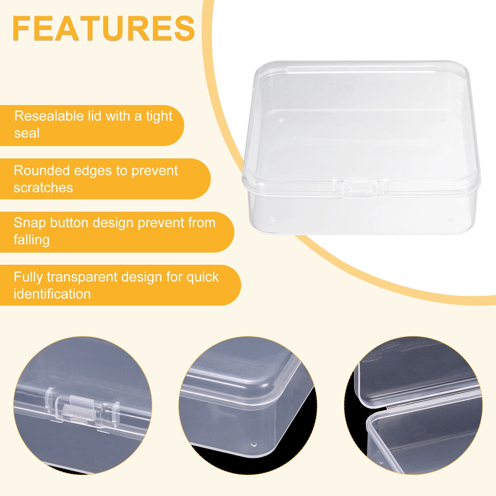 Uxcell 24pcs 3.35" x 3.35" x 0.98" Plastic Beads Storage Containers Box, Clear