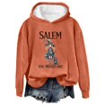 thumbnail image 2 of YVNAURA Women's Vintage Halloween Witch Graphic Hoodie Long Sleeve Pullover Tops Crew Neck Round Neck Oversized Girls Trip Fall Outfits for Women Spooky Season Tee, Orange,L, 2 of 4