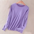 thumbnail image 2 of BXINGOHAI Womens Solid Basic Shirts Long Sleeve V Neck Tee Fall Tops Loose Fit Blouse 2024 Loungwear Tunic Under $10 Purple,M, 2 of 3