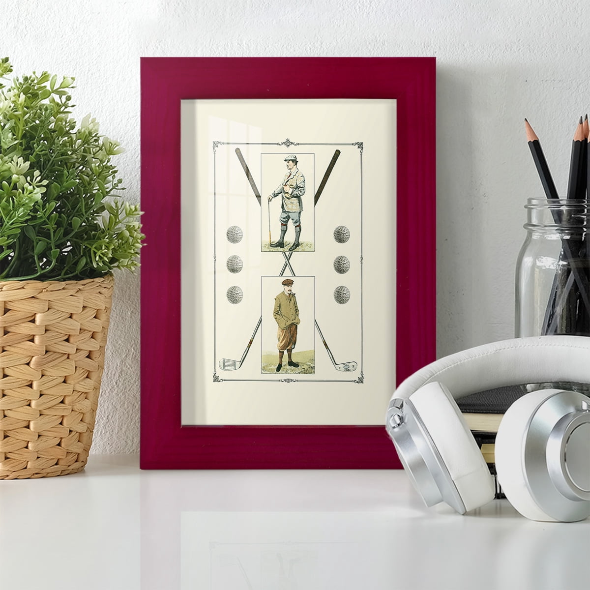Golfers: John Henry & R. Maxwell -Framed Print w/glass-Cherry Red