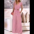 thumbnail image 4 of Conjuntos de Dos Piezas de Verano para Mujer 2025, Top Corto con Cinturón, Mangas y Cuello en V, Pantalones Anchos, Chándal Informal. Rosa L, 4 of 8