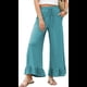 thumbnail image 1 of Pantalones Palazzo de Pierna para Mujer, Cintura Alta, Elásticos, con Cordón y Bolsillos, Color Azul y Verde Talla L, 1 of 8