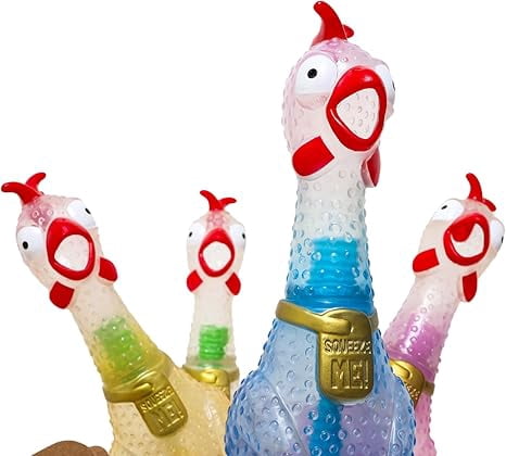 Animolds Screaming Rubber Chicken Novelty Toys, Tie Dye, Set of 6