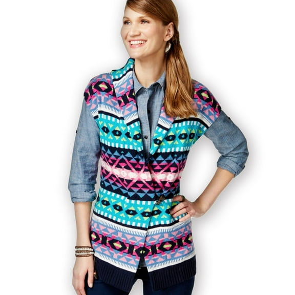 American Living Womens Fair-Isle-Print Sweater Vest, Blue, XX-Large