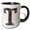 Black/White, variant on 3drose, Pretty Image of Ruby Jeweled Monogram Letter T, 11oz Two-tone Red Mug
