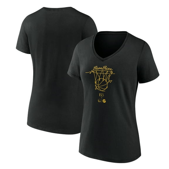 Women's  Black Golden State Warriors Bam Bam V-Neck T-Shirt
