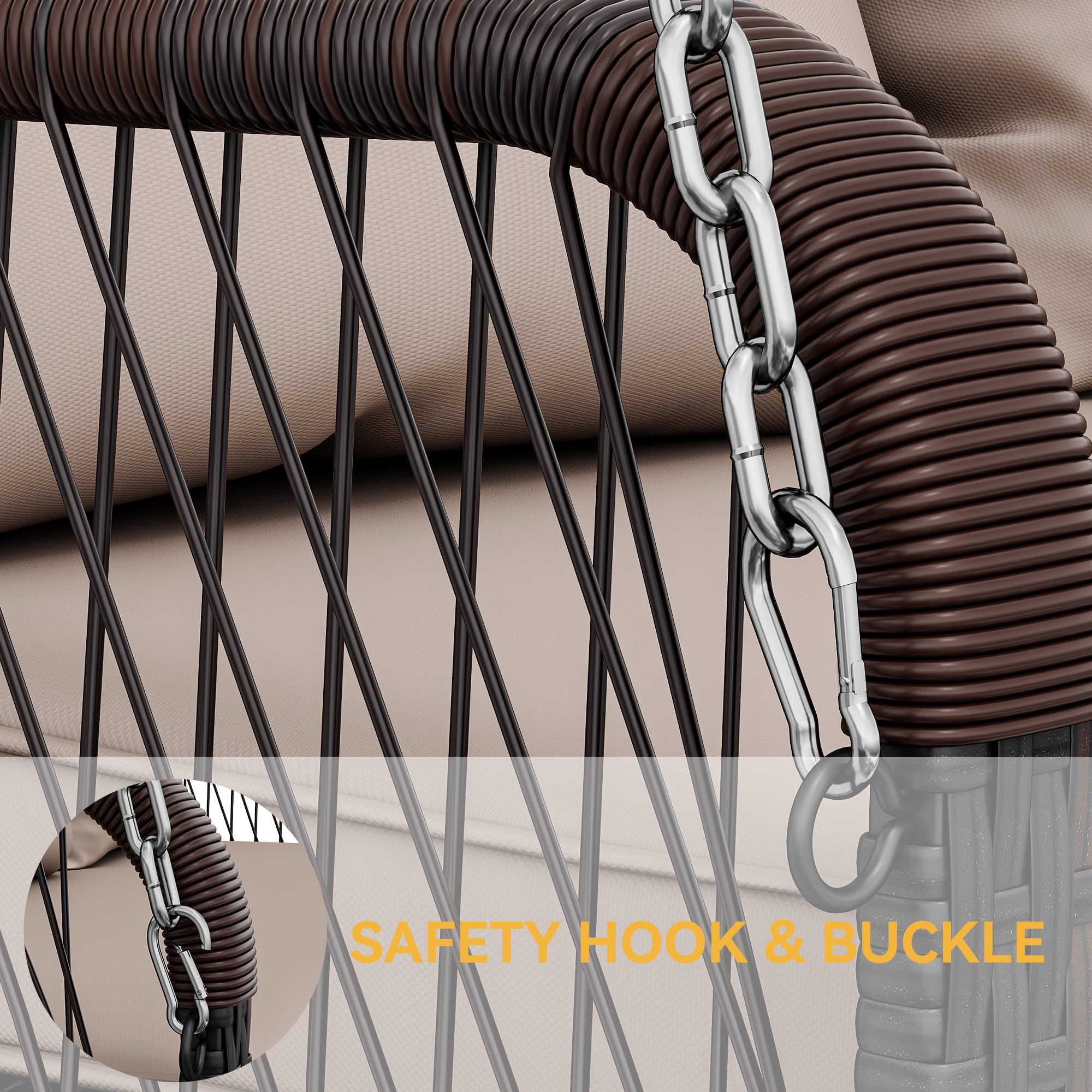 Uforic 3-Seater Outdoor Swing with Cushions: UV-Resistant Rattan, Adjustable Chain, Comfortable Cushioning, High Load Capacity, Easy Assembly