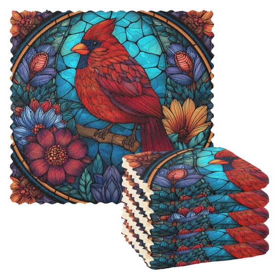 Bright Red Cardinal Kitchen Cloth Dish Towels for Drying Washing Absorbent Dish Rags Reusable soft kitchen dishcloth set 6 Pack