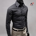 thumbnail image 3 of Am camisa de los hombres botón abajo cierre Anti-arrugas botón sin olor camisa de manga larga botón abajo para la vida diariapangjing, 3 of 4