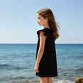 thumbnail image 4 of Grblisyd Girls Dress Summer Ruffle Sleeve Crew Neck Sundress Solid Color Casual Party Dresses for Kids 2-13 Years, 4 of 6