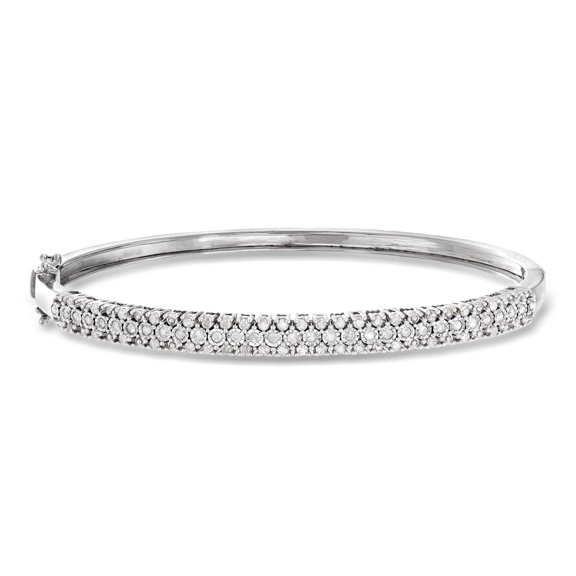 Ross-Simons 0.75 ct. t.w. Diamond Bangle Bracelet in Sterling Silver, Women's, Adult