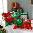 thumbnail image 4 of Christmas Pillow Covers 12 x 20 Inch Set of 4 Farmhouse Xmas Throw Pillow Cases Gift Box Style Red Green White Snowflake Bow Decoration for Couch Holiday Sofa Cushion Decor, 4 of 4