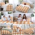thumbnail image 5 of 3 Piece Orange Plaid Duvet Cover Set Twin Size,Microfiber Comforter/Quilt Cover with Corner Ties and 2 Pillowcases,Gradient Geometric Buffalo White Checkered All Season Bedding with Zipper Closure, 5 of 8