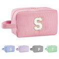 thumbnail image 1 of Huifen Bolsa de maquillaje con inicial personalizada A-Z, bolsa de aseo de viaje, monograma, bolsas de maquillaje, bolsa de cosméticos preppy, linda bolsa de maquillaje, regalos de cumpleaños, graduac, 1 of 1