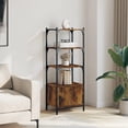 thumbnail image 3 of Librería VidaXL de roble ahumado de 3 niveles con puerta y patas ajustables, 3 of 9