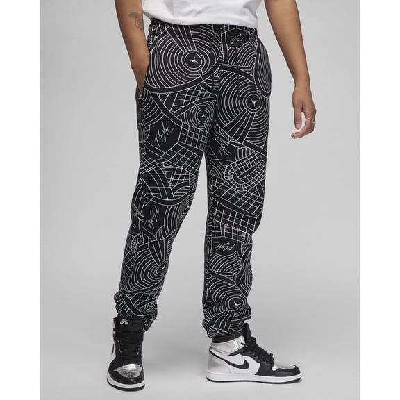 Nike Jordan Brooklyn Fleece Pants Black/White DV1447-010 Women's Size XS Standard Fit