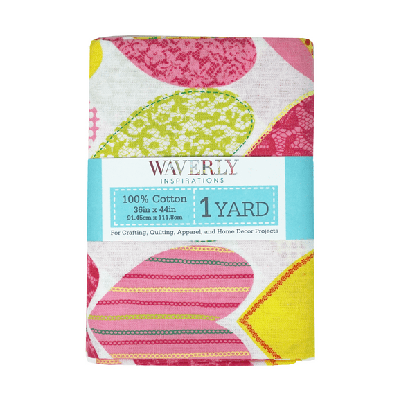 Waverly Inspirations 1 Yard Cut 100% Cotton Prints Fabric Hearts Magenta 44" Wide for Quilting & Sewing