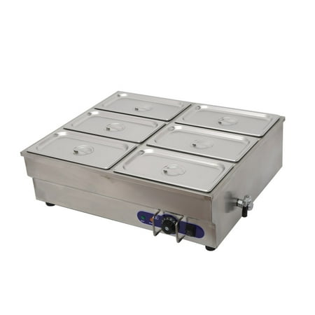 

TECHTONGDA Electric Commercial Bain-marie Buffet Food Warmer Steam Table 6-Pan