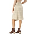 thumbnail image 3 of Allegra K Women's Plaid Vintage Faux Wrap Buttons Midi High Waist Skirt, 3 of 6