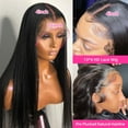 thumbnail image 4 of HD Straight Lace Wig Human Hair Lace Front Wig 180% Brazilian Remy Hair Pre Plucked 8-38" Long Straight Transparent Lace Frontal Wigs, 4 of 6