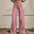 thumbnail image 2 of vigerkar Women Fashion Striped Jeans Y2k High Waist Wide Leg Denim Pants Casual Baggy Boyfriend Trousers with Pockets Pink, S, 2 of 5