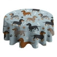 thumbnail image 4 of Cute Dachshund and Dog Footprint Round Tablecloth 60"x60",Wrinkle Wipeable Table Cloth for Kitchen Dining Room Picnic Patio Party, 4 of 6