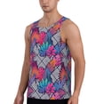 thumbnail image 2 of Fotbe Tropical Leaves Pattern Men's Quick Dry Workout Tank Top Gym Muscle Tee Fitness Bodybuilding Sleeveless T Shirt Breathable Workout Shirt-Medium, 2 of 9