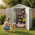 thumbnail image 2 of Lofka 6x4 FT Resin Outdoor Storage Shed with Floor, Lockable Waterproof UV Protected Large Garden Shed for Backyard Patio Lawn Gray, 2 of 10