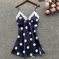 thumbnail image 2 of Gibobby Pijamas mujer invierno Mujeres Casual Sexy Home Suspender Camisón Decoración de encaje Polka Dot Print Camisón(Azul,CH), 2 of 3