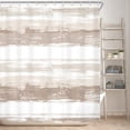 thumbnail image 2 of Abstract Striped Shower Curtain Modern Aesthetic Minimalist Geometric Simple Neutral Watercolor Painting Fabric Waterproof Polyester 12 Pack Hooks Brown Grey 84Wx72H Inches Bathroom Decor, 2 of 6