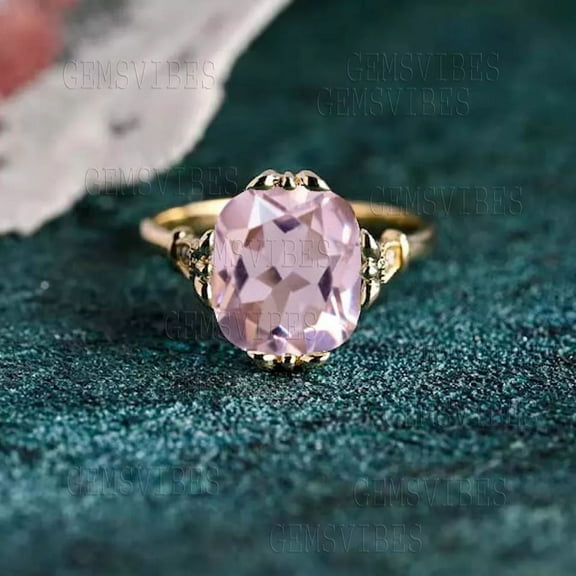 Gems Vibes 925 Sterling Silver Pink Morganite Ring Gemstone Statement Ring For Women Wedding Gift For Her November Birthstone Ring Oval Cut Morganite Ring