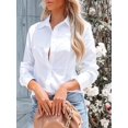 thumbnail image 3 of Camisa blanca de manga larga sin arrugas para mujer Siliteelon, 3 of 5