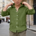 thumbnail image 3 of Kiijoy Boys Summer Linen Hooded Shirt Solid Long Sleeve Button Down Beach Shirt, Sizes 4-17, 3 of 4