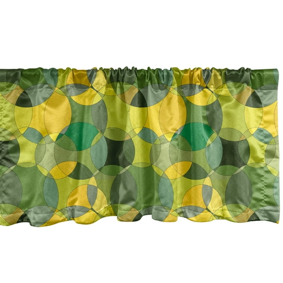 Ambesonne Geometric Valance Pack of 2, Natural Modern Circles, 54"X12", Green Mustard