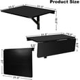 thumbnail image 3 of Wubio Wall Mounted Folding Table, 31.5" x 23.5" Drop-Leaf Floating Writing Desk for Small Spaces, Space-Saving Fold Down Laptop Workstation for Kitchen, Bedroom, Laundry Room, Study Room (Black), 3 of 11