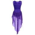 thumbnail image 2 of JanJean Girls Lyrical Dance Dress Ballet Dance Leotard Dress Mesh High-low Hem Tulle Skirt Contemporary Comtumes Purple 8, 2 of 7