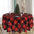 thumbnail image 4 of Winter Snowflake Round Table Cloths Red Black Buffalo Plaid Christmas Tablecloth 60 inch Cover Mat Spill Proof Table Covers for Kitchen Party Dinner Tabletop Decoration, 4 of 8