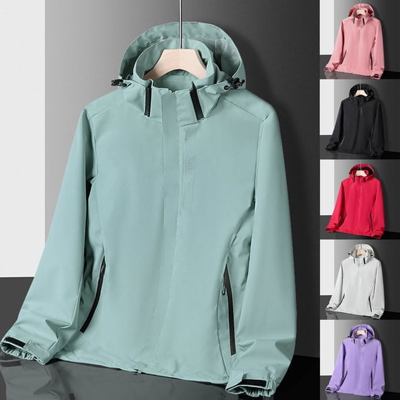Feancey Rain Coat Women Lightweight Waterproof Hooded Rain Jackets Full Zip Outdoor Hiking Windbreaker Raincoats with Pockets Purple L