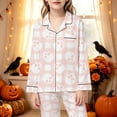 thumbnail image 2 of Gunia Teen Girls Halloween Pajamas 2 Piece Button Up Long Sleeve Tops With Pants Nightwear Pjs Loungewear Pink 11-12 Years, 2 of 5