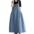 thumbnail image 2 of FcBaudy Robe Camis Sans Manches à Col en V, Robes d'Été pour Femmes, Robes pour Femmes Robe en Denim Décontractée pour Femmes Mode Loisirs Rétro Ample à Bretelles Robe Femme, 2 of 8
