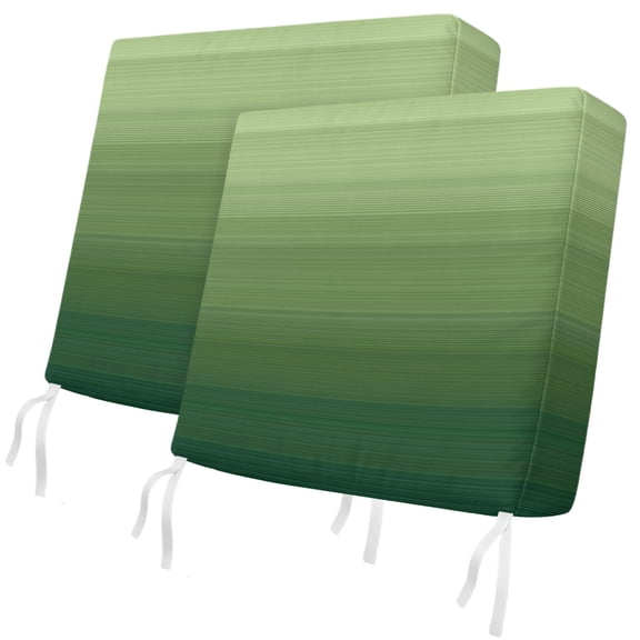 Outdoor Patio Cushion Covers 2 Pack Forest Green Lines Waves Chair Pads Slipcovers with Ties & Zipper Waterproof Seat Cover Set Horizon Stripes Seat Cushion Covers for Outdoor Couch Sofa 24x24 Inch