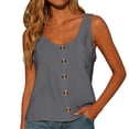 thumbnail image 2 of Only Moment Ladies Cami Top Polyester,Spandex Round Neck Women's Sleeveless Short Top Casual Travel Cami Clothes Grey,L, 2 of 7