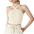thumbnail image 2 of Pejock Women's Workout Tank Top with Built in Bra, Summer Halter Crop Camisole, Backless Going Out Top, V Neck Sleeveless Sports Shirt, 2 of 4