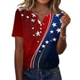 thumbnail image 2 of Women's 250th Anniversary USA Shirt V-Neck Button Patriotic Star Print Short Sleeve T-Shirts Independence Day Top, 2 of 5