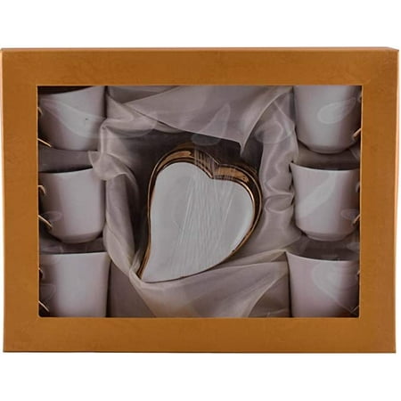 

Wedding White/Gold Heart Shaped Rim Tea/Coffee Set of 12