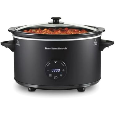 6-Quart Programmable Slow Cooker with Auto Defrost & Adjustable Timer - Large Capacity Dishwasher Safe Crock, Perfect for Family Meal Prep, Black