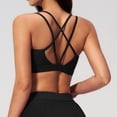 thumbnail image 5 of VISALY Racerback Athletic Sports Bra High Support Stretch Fit Top Gym Running Training Sports Bra Square Neck Bralette Supportive Unlined No Underwire Wireless Padded Yoga Workout Bra Tops Black L, 5 of 9