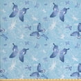 thumbnail image 1 of Butterfly Fabric by the Yard, Pastel Color Dragonflies Floral Arrangement Swirls Curves Spring, Decorative Upholstery Fabric for Sofas and Home Accents, Blue Pale Blue White by Ambesonne, 1 of 4